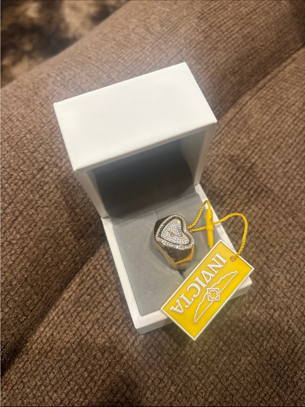 Invicta Women’s Gold and Silver Heart Ring with Crystal Pavé